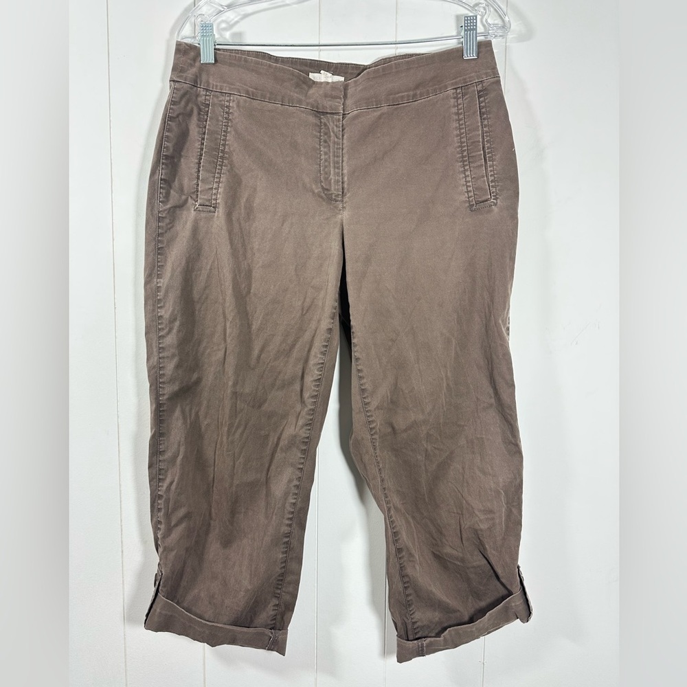 Eileen Fisher Women’s Sz S Organic Capri Pants Coastal Casual Roll Tab Hem